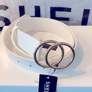 Double O-Ring Buckle Faux Leather Belt- NEW W TAGS